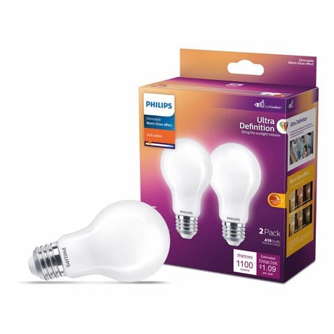PHILIPS Philips 586981 Ultra Definition Warm Glow A19 9W (Pack of 2) 75W Equivalent
