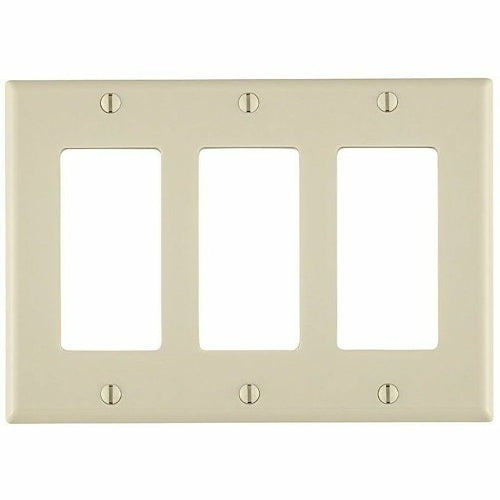 Leviton 80411-T 3-Gang Decora/GFCI Device Wall Plate Standard Size Thermoset Light Almond