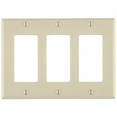 Leviton 80411-T 3-Gang Decora/GFCI Device Wall Plate Standard Size Thermoset Light Almond