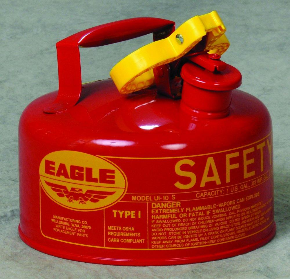 Eagle UI10FS Type I 1 gal Gasoline Safety Can with Funnel in Red