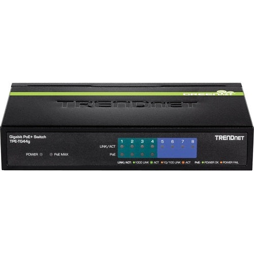 TRENDnet TPE-TG44G 8-Port Gigabit PoE+ Switch, 16Gbps