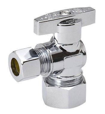 Mueller 190-031HC Angle Stop Valve ProLine 5/8 Compression X 1/4 Compression Brass Chrome