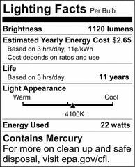 SATCO S6500 22W G10Q Fluorescent Light Bulb with 4-Pin Base SS6500