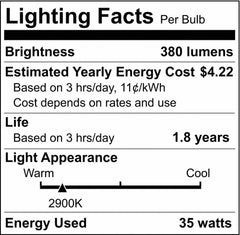 SATCO S3165 35W T4 Dimmable Halogen Light Bulb with Mini Base