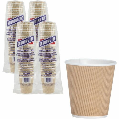 GENUINE JOE Genuine Joe GJO11256CT Rippled Hot Cup 10 Oz 25 Pack