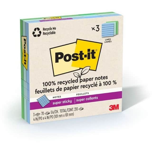 3M 3M MMM675R3SST Post-it Super Sticky Adhesive Note 4 inches x 4 inches (3 pack) 675R-3SST