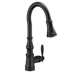 Moen S73004BL Kitchen Faucet Weymouth 1 Lever ADA Matte Black Pull Down