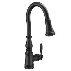 Moen S73004BL Kitchen Faucet Weymouth 1 Lever ADA Matte Black Pull Down