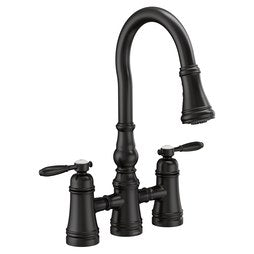 Moen S73204BL Kitchen Faucet Weymouth 2 Lever Cross ADA Matte Black 1.5 Gallons per Minute