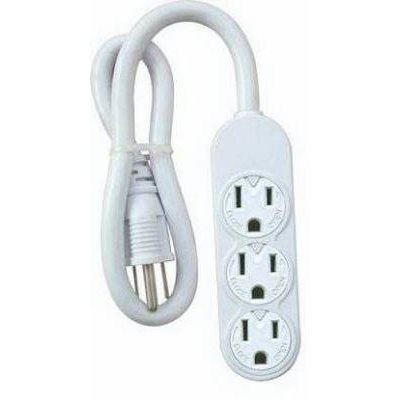 True Value PS-304 Master Electrician White Mini 3-Outlet Power Strip