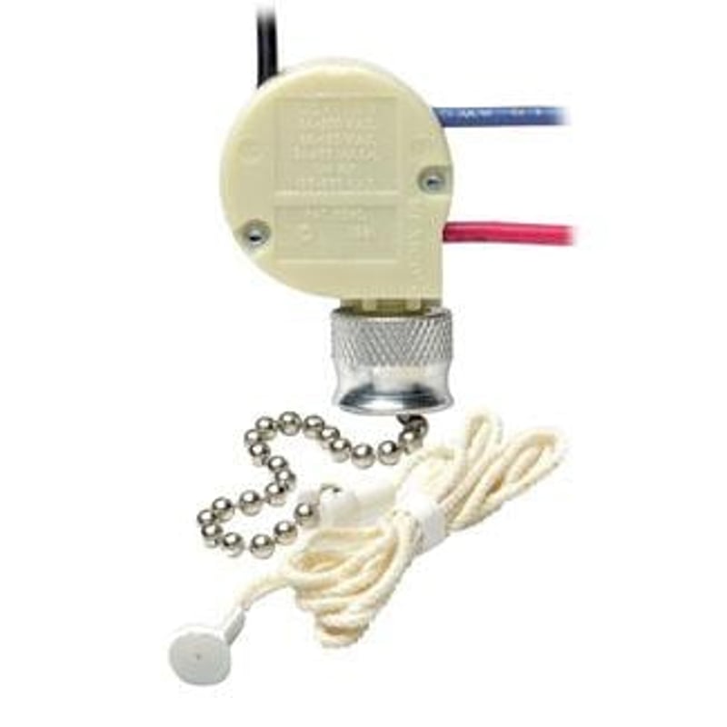 Leviton 1689-50 125/250 VAC 3/6 Amp 1-Pole 1/4 Hp 3-Speed 4-Position 2-Circuit Heavy Duty Pull Chain Switch