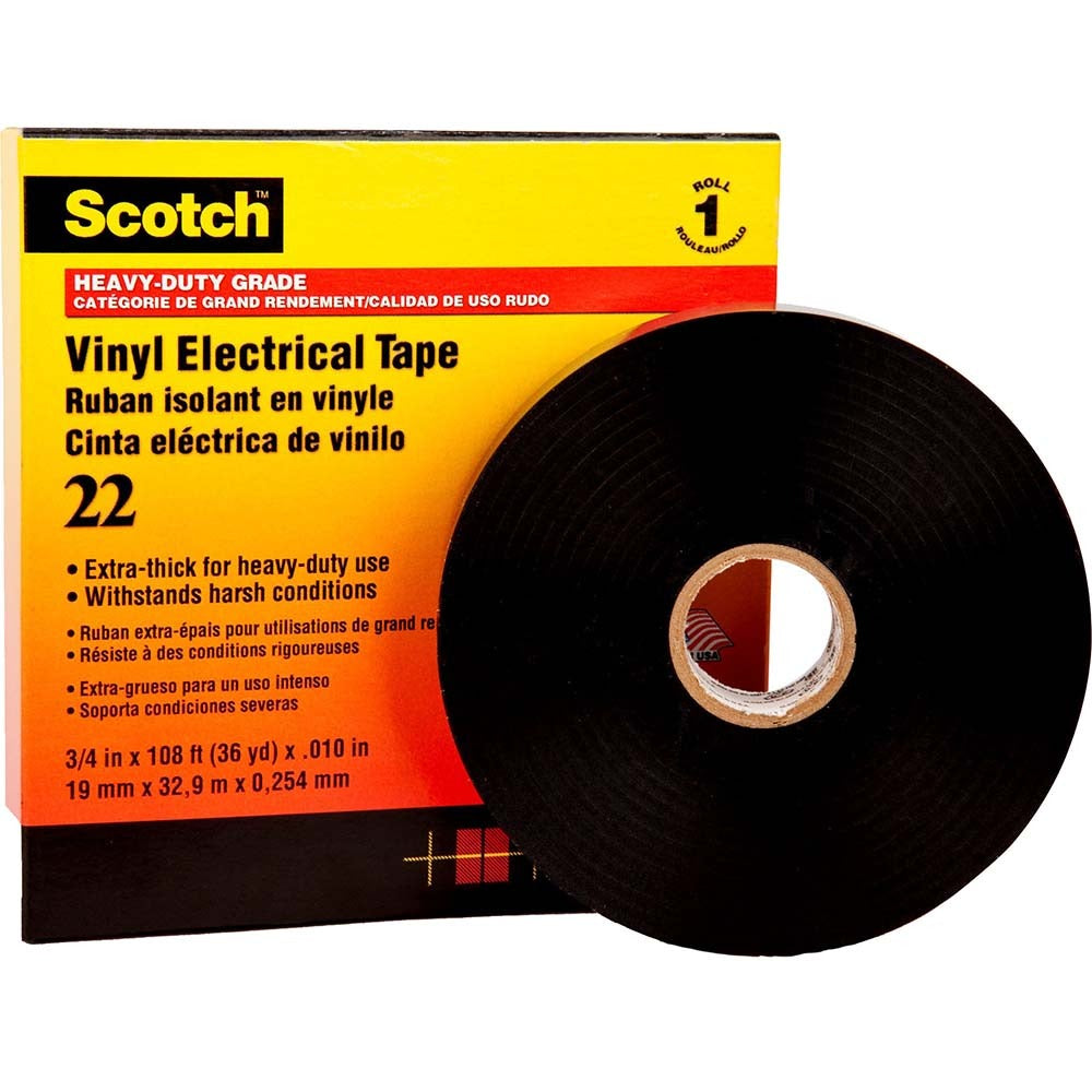 3M 3M 7000031344 Electrical Tape 3/4in 110ft Black Series 22