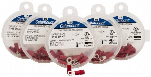 THOMAS & BETTS Thomas Betts TV18-6R-XV Ring Terminal 22-16 Awg Crimp 6 Stud