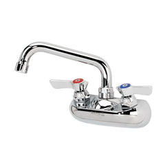 Krowne 11-400L Silver Series 4 Center Deck Faucet, 1/4 Turn Ceramic Valves, With 3-1/2 Gooseneck Spout