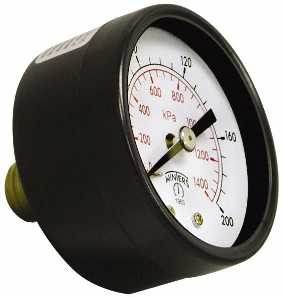 WINTERS Winters PEM1410 Pressure Gauge 2 in 0-200 Psi Center Back