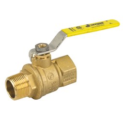 Jomar 100-603 Ball Valve T-100FMN Brass 1/2 Inch Male x Female 2-Piece Lever Handle Full Port 600WOG