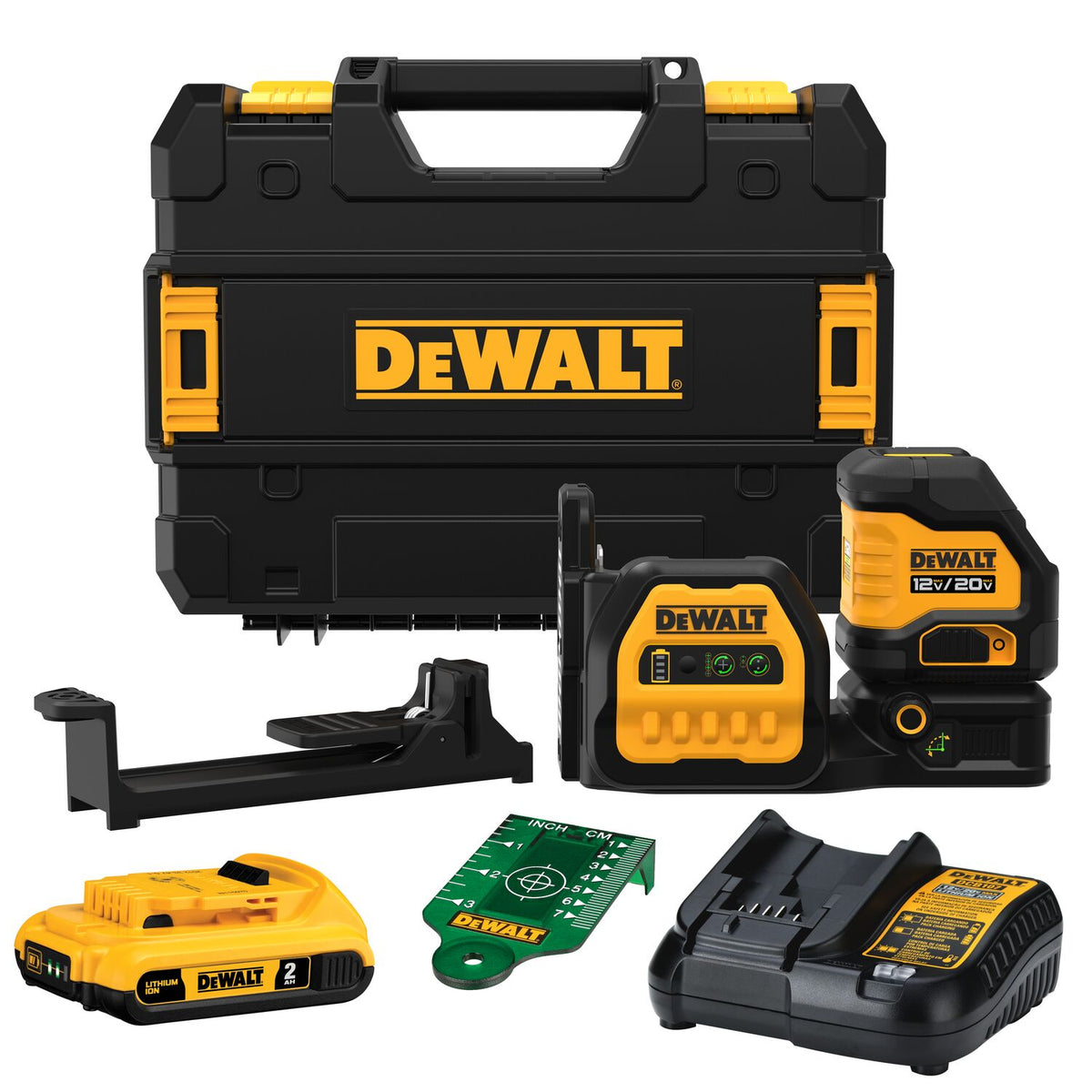 DEWALT DCLE34020G 20V Max Cordless Cross Line Green Laser Kit