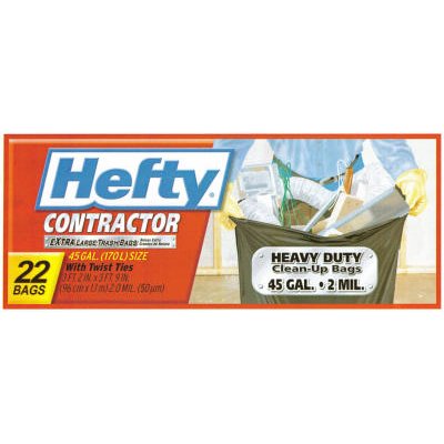 TRUE VALUE E2-4524 Hefty Contractor Trash Bags Heavy Duty 45-Gal 22-Ct