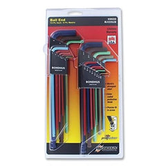 Bondhus 69600 ColorGuard Ball End L-Wrench Set, 22 Pc