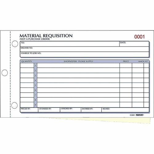 REDIFORM Rediform RED1L114 Carbonless Requisition Manifold Book