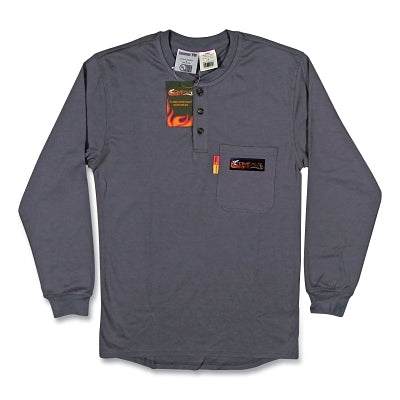 Comeaux Caps 19022FR-M-GR FR Treated Henley Shirts Medium Grey