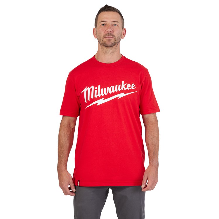 Milwaukee Tool 607R-XL T-Shirt Big Logo Work Short Sleeve Heavy Duty X-Large Red