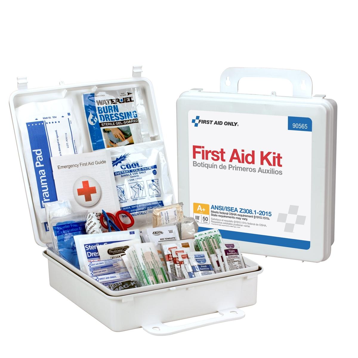 First Aid Only 90565 50 Person Bulk Plastic First Aid Kit Weatherproof Wall Mount Carry Handle