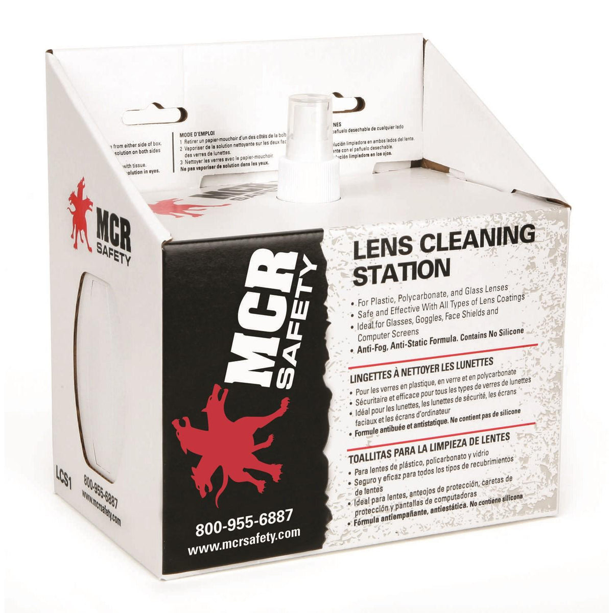 MCR Safety LCS1 Disposable Lens Cleaning Station 8 Oz with Tissues