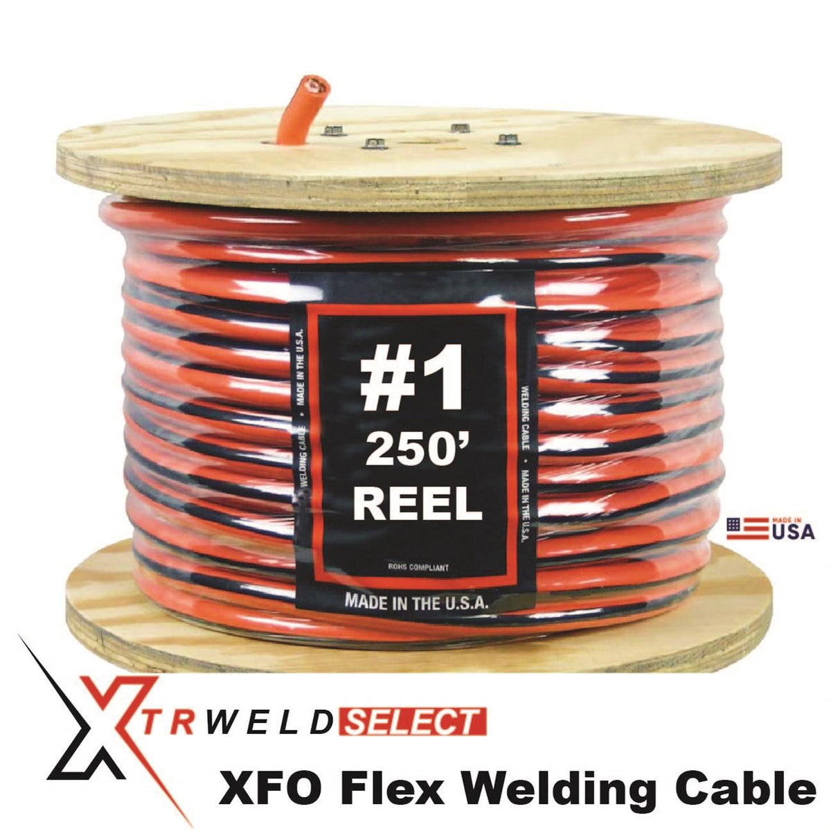 XTRweld WCSN1XFO-250 Cable Select Xtreme Flex Orange Welding Cable, 600V, #1 AWG, 250 ft XTRweld WCSN1XFO-250