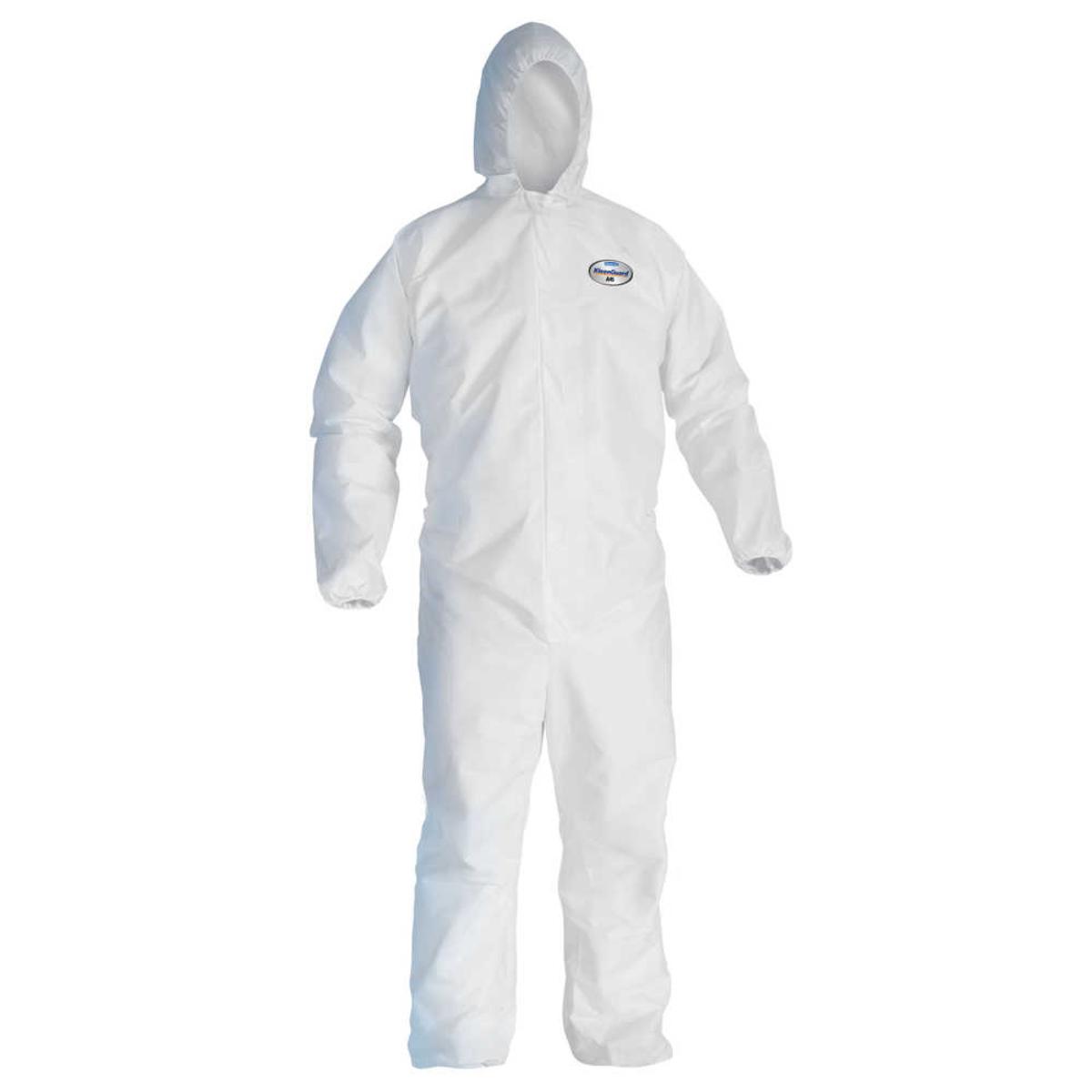 KleenGuard A45 Liquid & Particle Surface Prep & Paint Protection Coveralls (41509), Hooded, Reflex Design, Zipper Front, White, 4XL, 25/Case