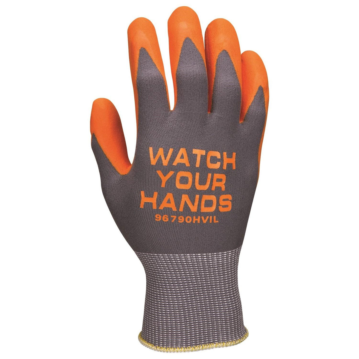 MCR Safety 96790HVIXL 15 Gauge Nylon Gloves with Orange NFT Coating X-Large Knit Wrist Cuff