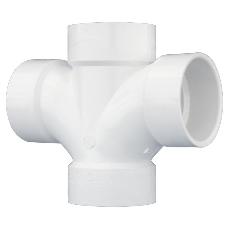 Spears Manufacturing 428 3" PVC DWV Double Sanitary Tee