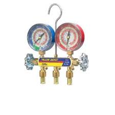 YELLOW JACKET 42004 Series 41 Manifold with 3-1/8" Gauges with Hoses (3-(Pack))