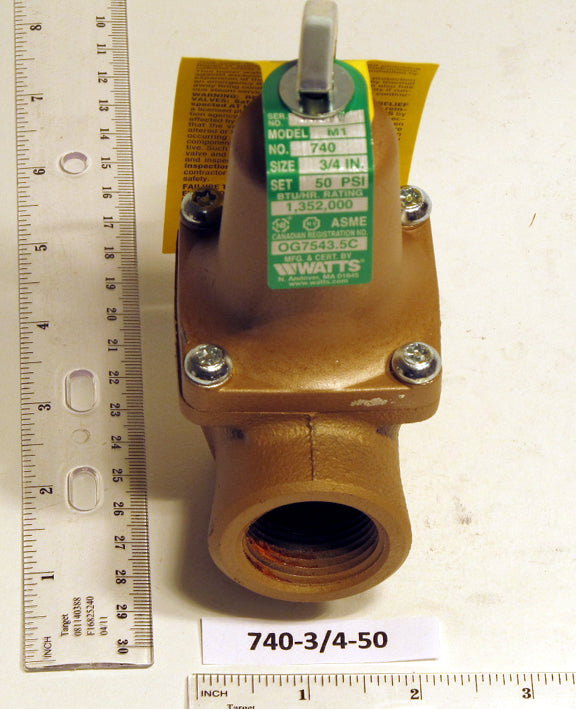 Watts 740-3/4-50 Relief Valve 50 PSI 1,352M BTU