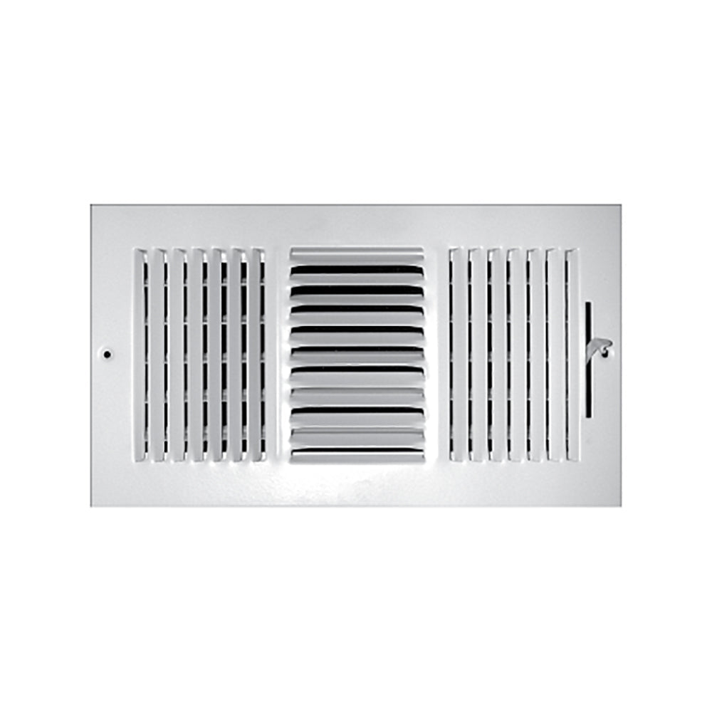 T A Industries Inc 103M12X08 Ceiling Register, 3-Way Stamped, 12 in x 8 in, Steel, White