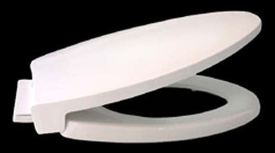 CENTOCO MFG CORP 1400SC-WH Luxury Toilet Seat, White, Plastic Hinge, Slow Close, 14-38x17in