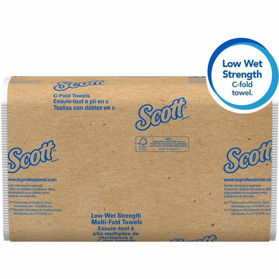 KIMBERLY-CLARK Kimberly-Clark KCC06041 Scott Essential Low Wet Strength Towels C-fold (10.10 inches x 13.10 inches, 200/Pack, 12/Carton) 06041