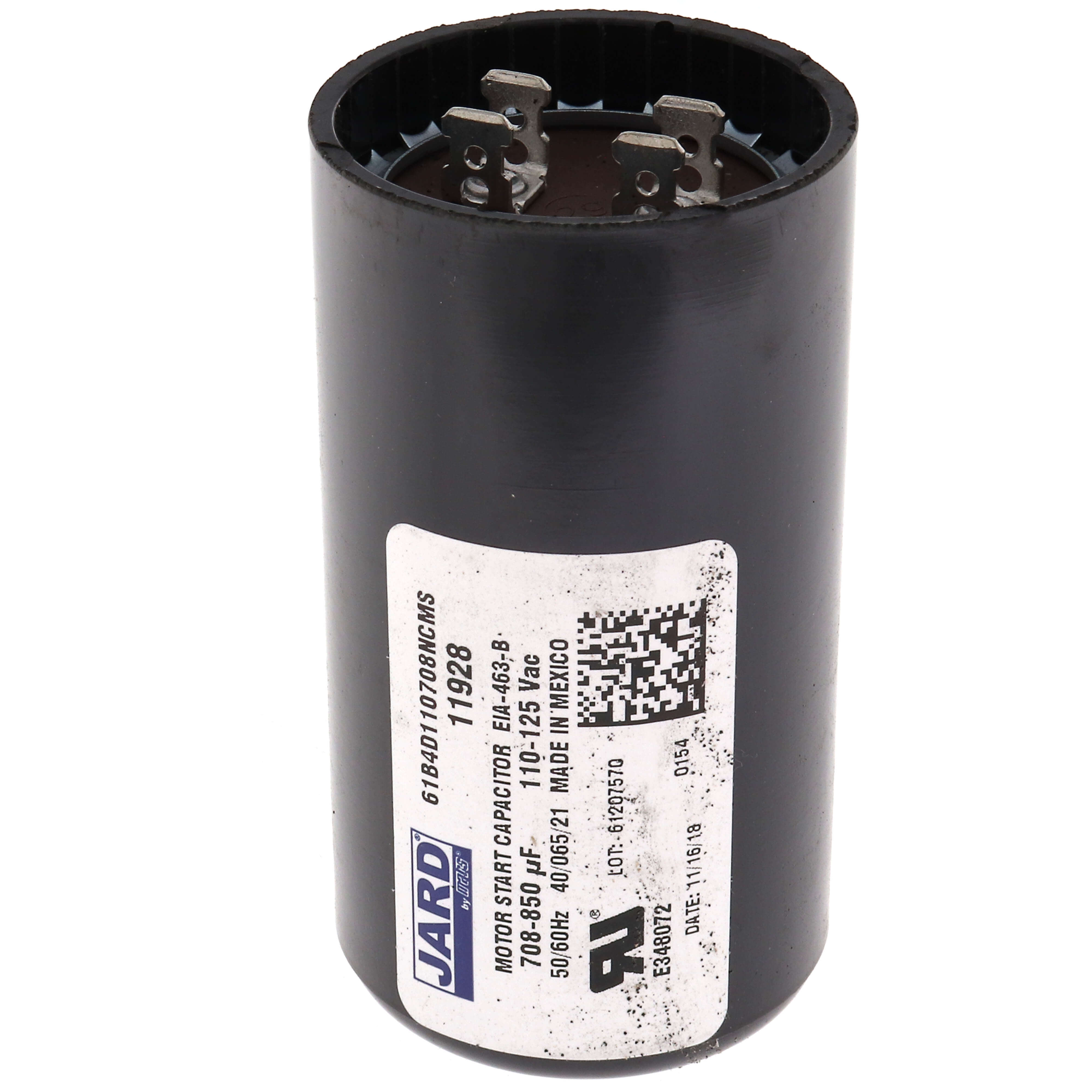 MARS 11928 Capacitor, 708-850 MFD 110/125V Start JARD Electrolytic