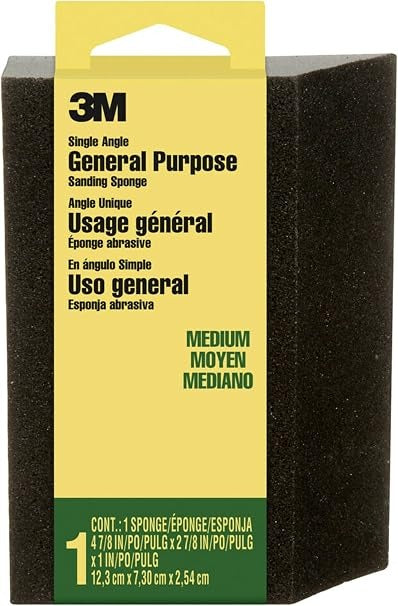 3M 3M CP-041 Medium Detail Sanding Sponge 4-7/8 x 2-7/8 x 1 Inch Single-Angle
