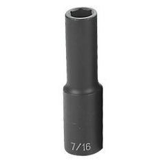 Grey Pneumatic 2014D Socket 7/16 in 1/2 in Drive Impact 6-point Deep Length