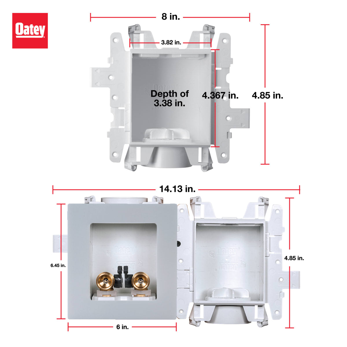 Oatey 37687 Moda Quarter-Turn Copper Connection Ice Maker Supply Box with Hammer Arrestor