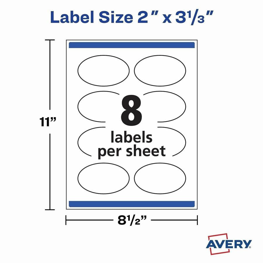 AVERY Avery AVE22570 Sure Feed Oval Labels 2 x 3.33 200 Labels (25 Sheets/Pack)