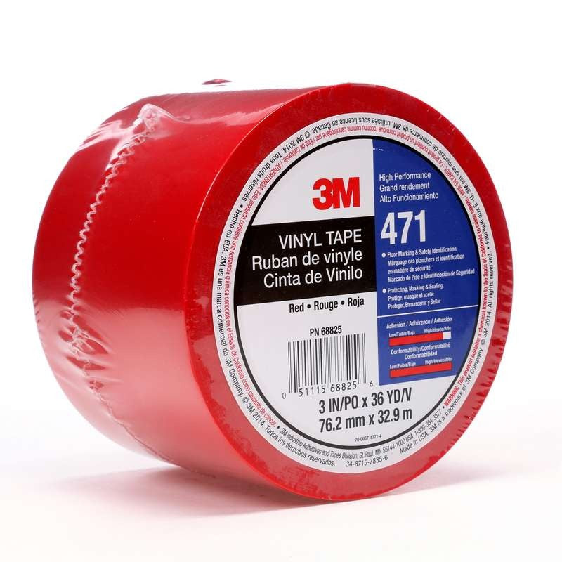 3M 3M 7100064525 Vinyl Tape 471 3 in x 36 yd 5.2 mil (12 rolls per case)