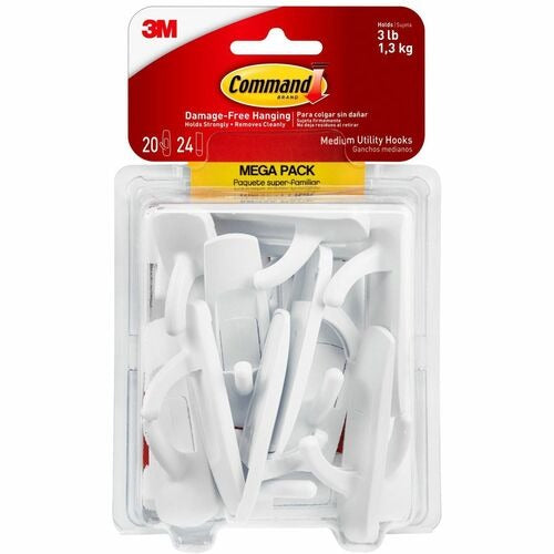 3M 3M MMM17001MPES Medium Clear Utility Hook Megapack 20pk