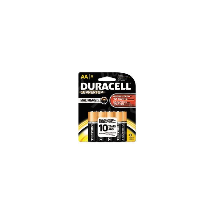 DURACELL Duracell MN1500B8Z Coppertop AA Alkaline Battery 1.5V DC (8 Pack)