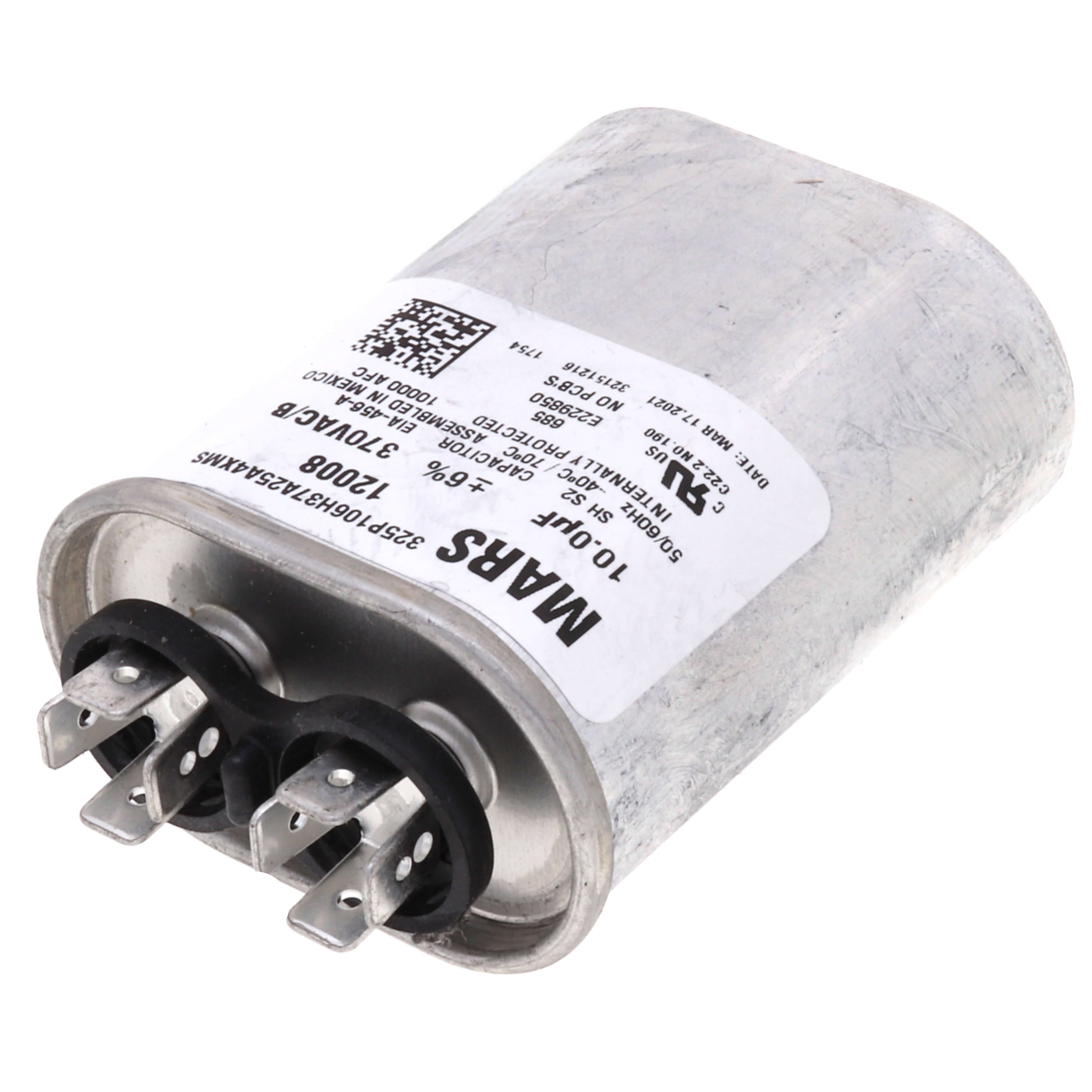 MARS 12008 Blue Box 10 MFD 370V Oval Run Capacitor