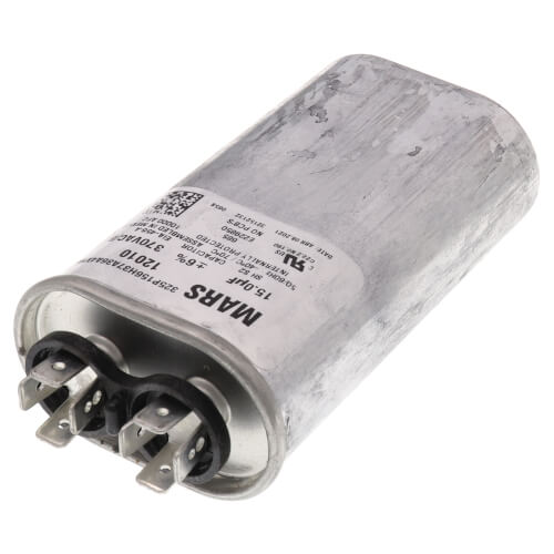 Mars 12010 Run Capacitor 120 Oval 15 Microfarad 370 Volt Aluminum Case