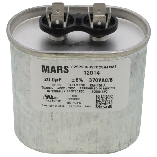 Mars 12014 Blue Box 20 MFD 370V Oval Run Capacitor