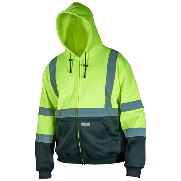 MCR Safety SSCL3LZX3 Hi-Vis Class 3 Polyester Lime/Black Zipper Hoodie 3X-Large SSCL3LZ