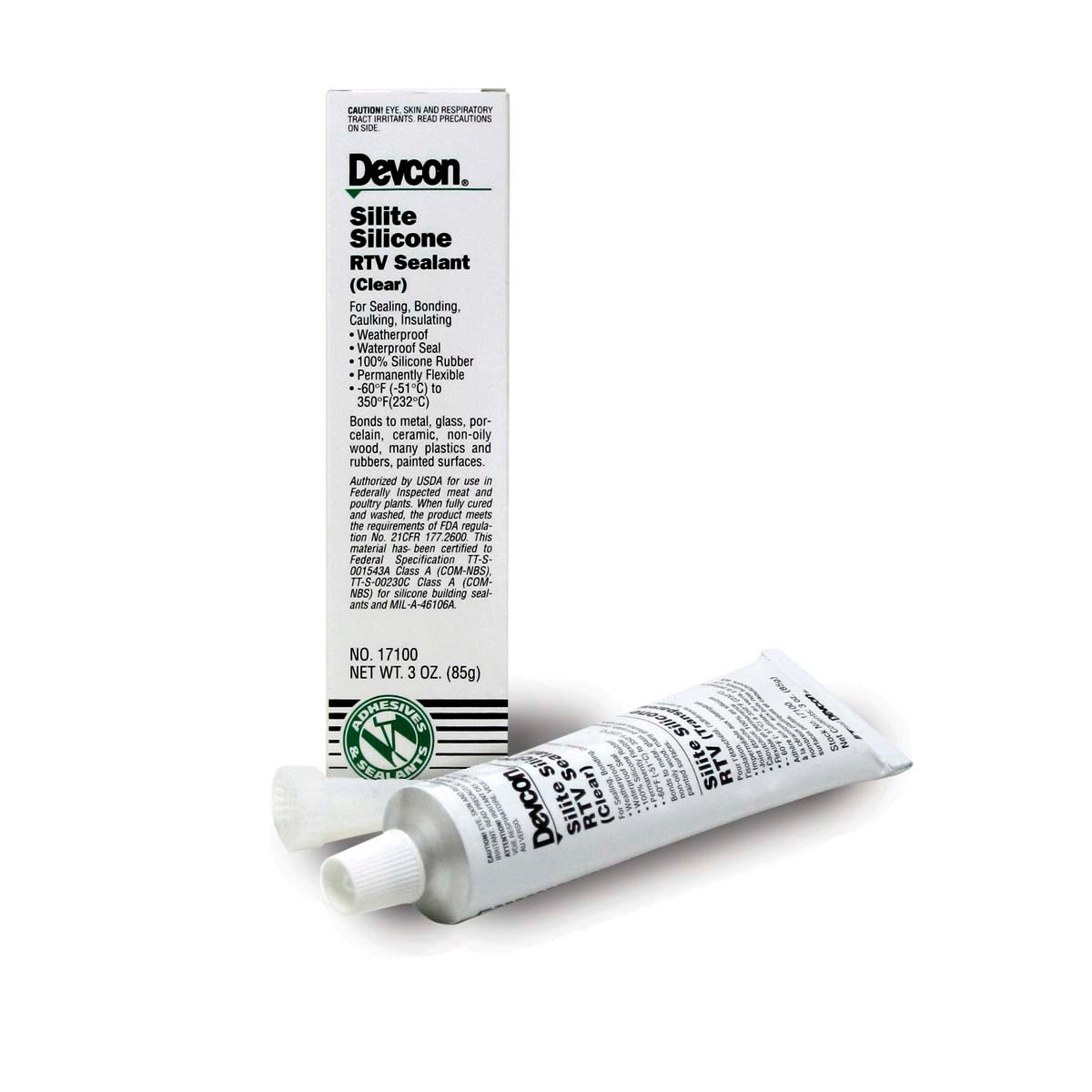 Devcon 17100 Silite Silicone RTV Sealant - 3 oz Tube Clear